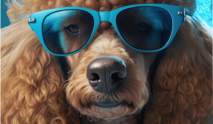 NEW HOUSING Picture of a Poodle with Sunglasses